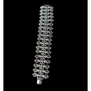 Vintage Emmons Signed Silver Tone Wide Link Bracelet Textured Chain Design 7.5"